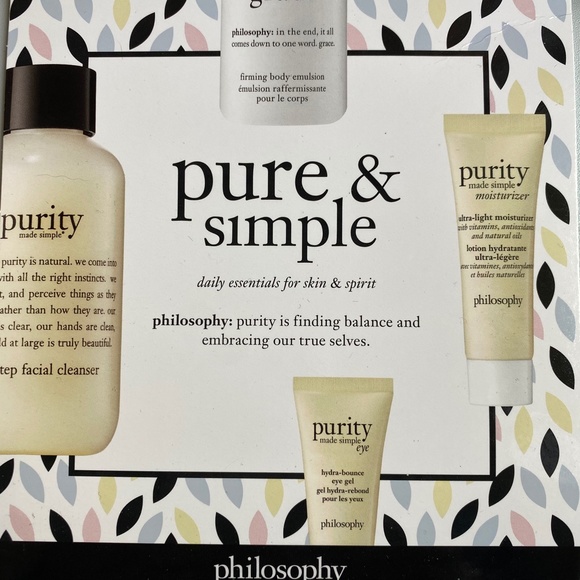 PHILOSOPHY Pure & Simple Skin Care & Amazing Grace Body Emulsion & Bag Set | NWT - Picture 4 of 8
